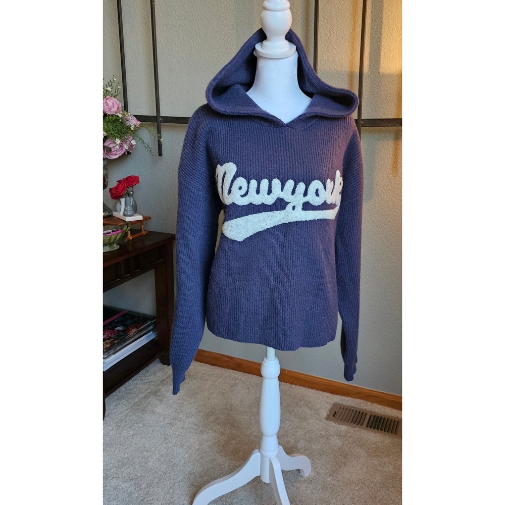 Böhme Kayla New York Graphic Hooded Sweater Navy Size L.